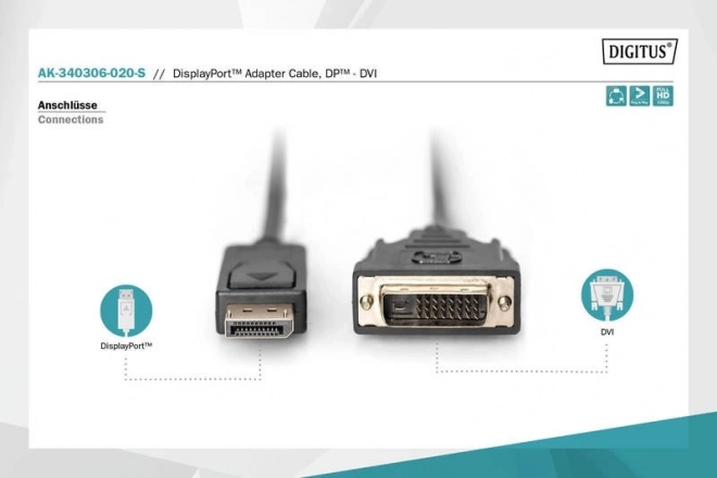 Kabel DisplayPort na DVI-D s zaključavanjem 2m
