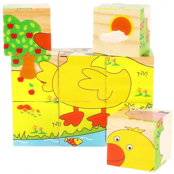 Drvene edukativne puzzle farma