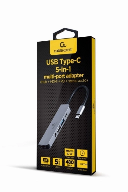 Adapter USB-C 5 u 1, PD, HDMI, Audio, USB 3.1, USB 2.0