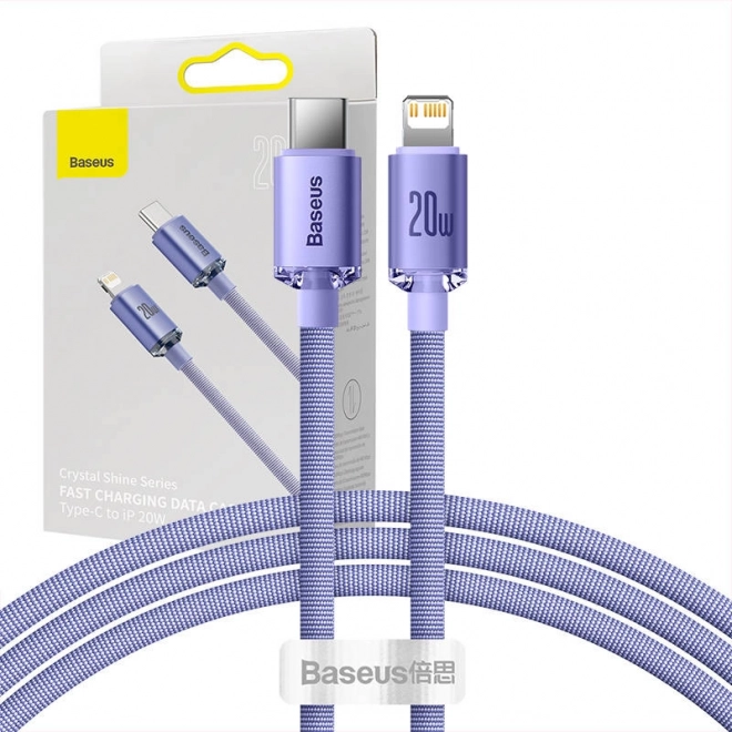 Baseus Crystal Shine USB-C na Lightning kabel za punjenje ljubičasti 20W