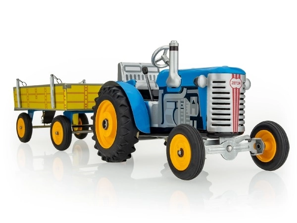 Traktor Zetor s prikolicom plavi na ključ metal 28cm Kovap u kutiji