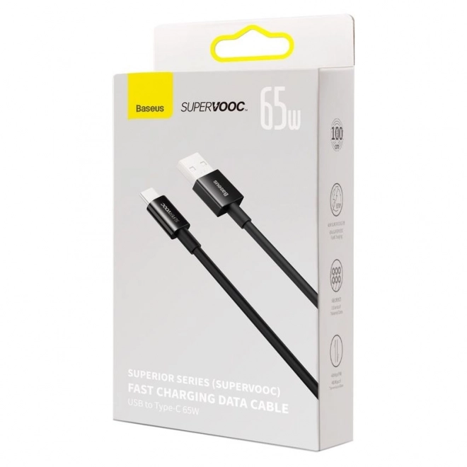 Kabel Baseus Superior Series USB-C 65W, 1 m crni