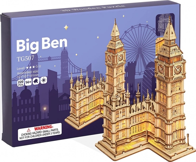 RoboTime drveni 3D puzzle sat toranj Big Ben svijetleći