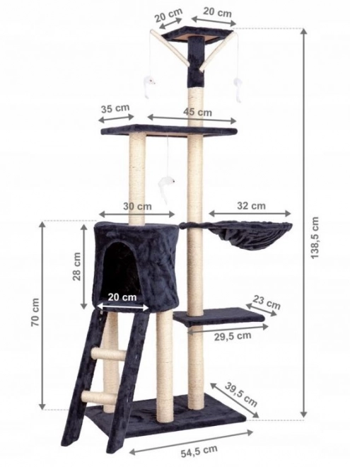 Grebalica za mačke 138cm XL Siva