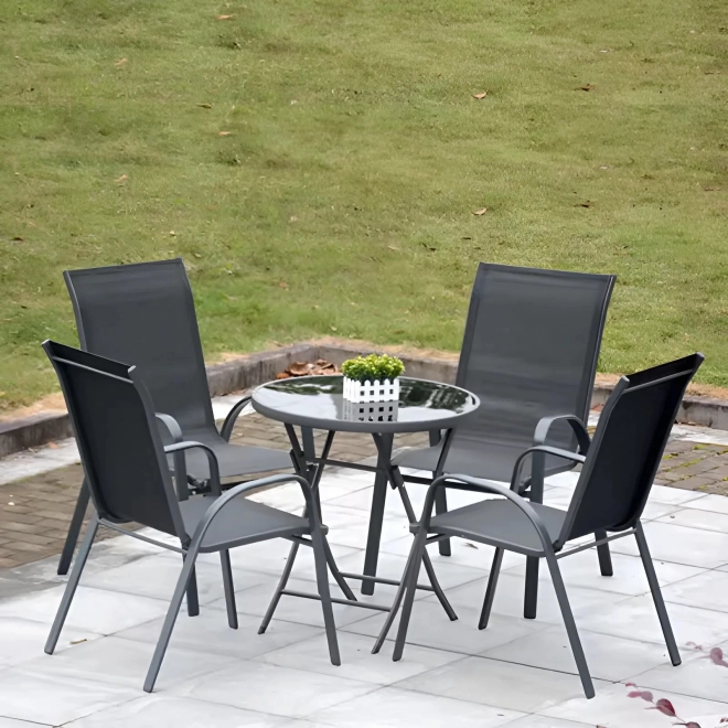 Set vrtnih stolica za terasu, balkon, siva boja