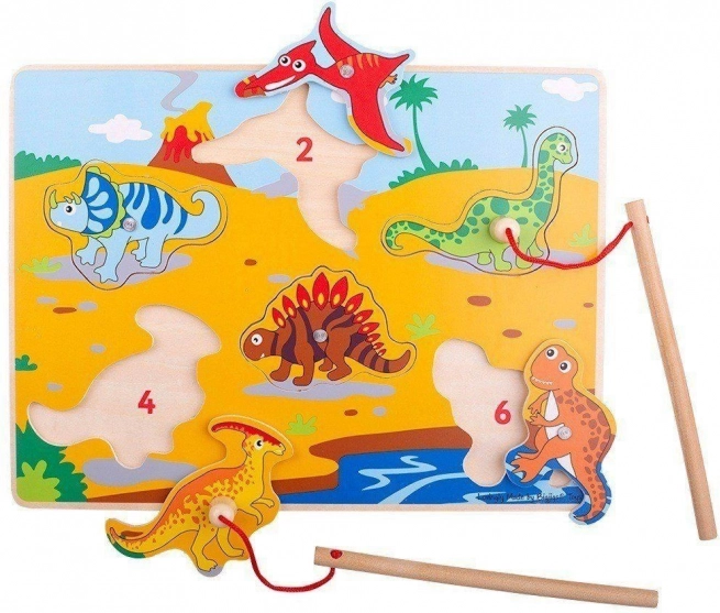 Bigjigs Toys Drvena igra lovljenja dinosaura