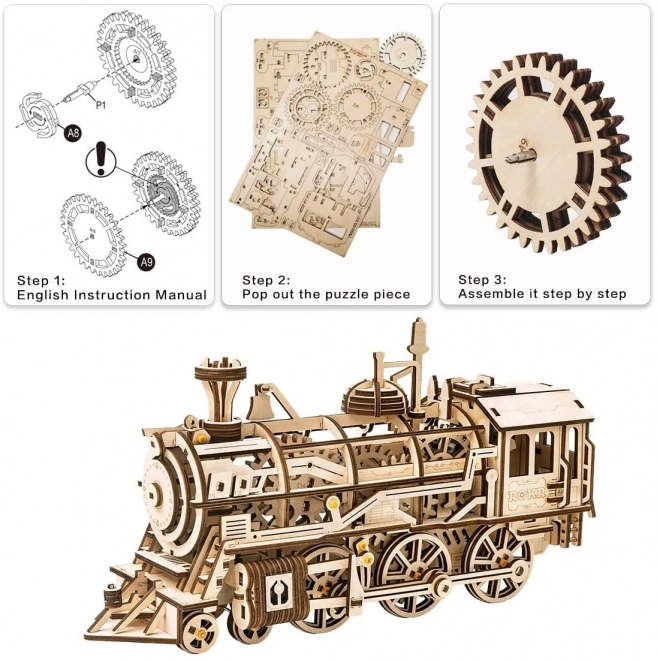 Rokr 3D drvena puzzle lokomotiva 350 dijelova