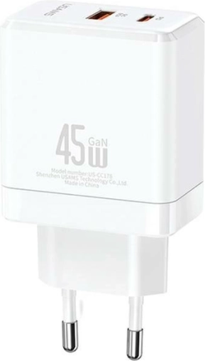 Mrežni punjač USB-C+USB-A 45W GaN PD 3.0