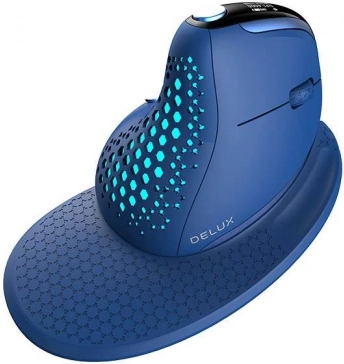 bežični vertikalni miš DELUX M618XSD s OLED, BT + 2,4 GHz i RGB (plavi)