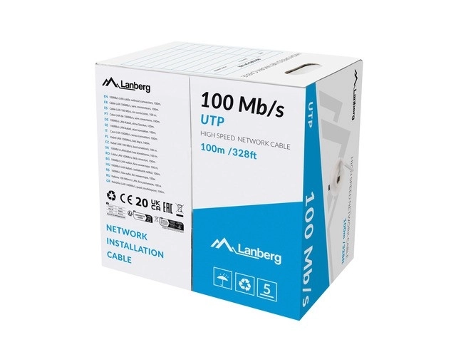 Sivi mrežni kabel LAN UTP 100MB/s, 100m
