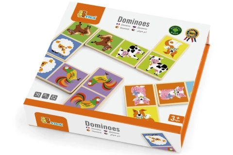 Viga Drvene domino Farma 28 komada Montessori