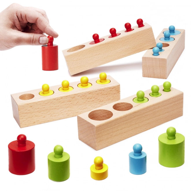 Drveno Montessori umetanje balonske težine u boji