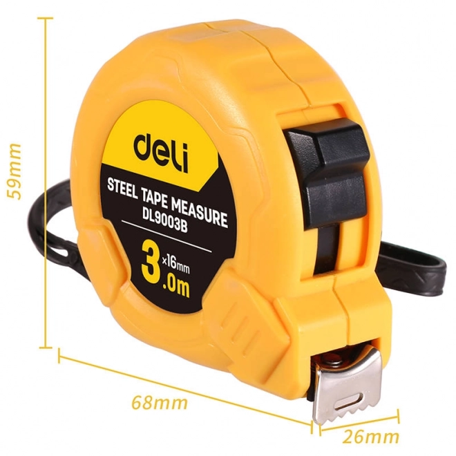 Metar 3m/16mm Deli Tools EDL9003B (Žute)