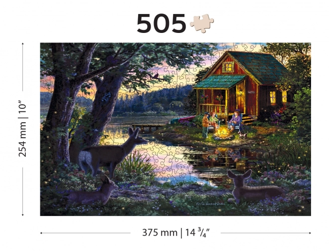 Drvena slagalica Wooden City Večer u kući uz jezero 2u1, 505 dijelova EKO