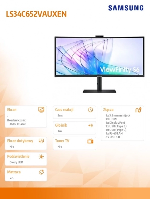 Zakrivljeni monitor ViewFinity S65VC 34"