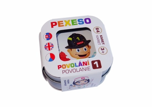 Pexeso Zanimanja vodootporno 64 kartica u limenoj kutiji 6x6x4cm