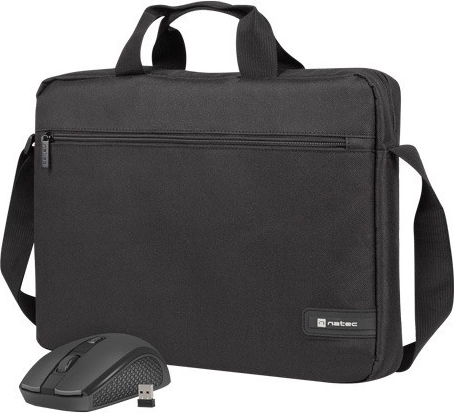 torba za prijenosno računalo 15,6″ NATEC Wallaroo 2 s bežičnim mišem, crna