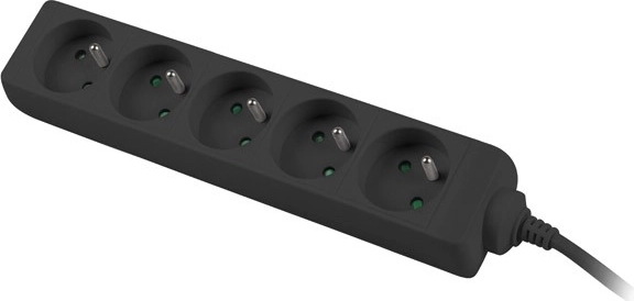 Produžni kabel 1,5m, crni, 5 utikača