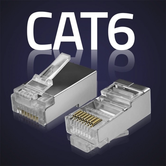 Prolazni RJ45 konektor CAT6 FTP s pozlaćenim kontaktima, 100 kom