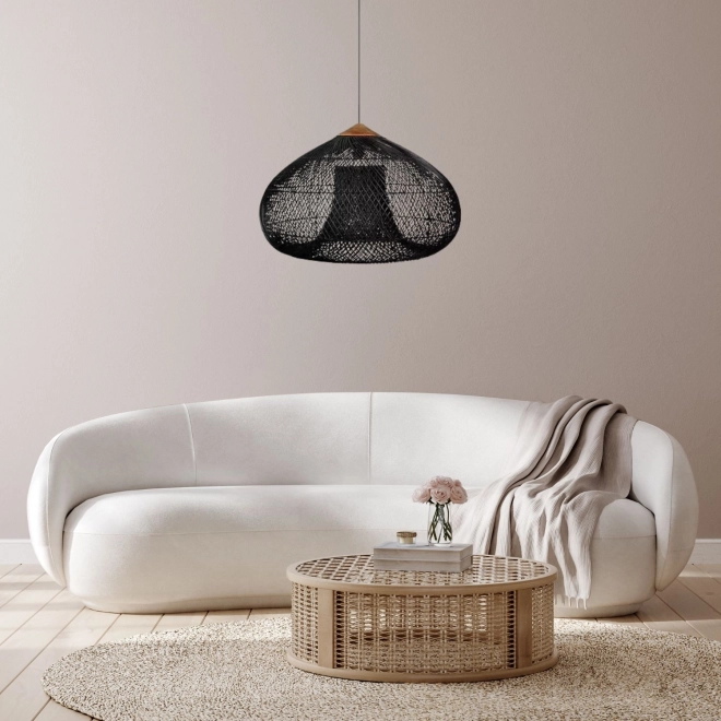 Stropna viseća lampa od prirodnog ratana - 40 cm - crna