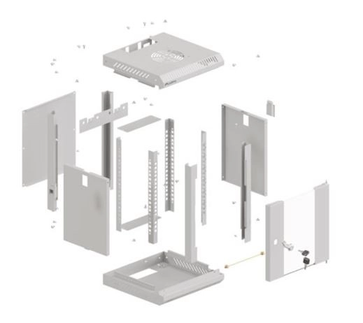 Zidni 10-inčni 4U rack ormar 300x300 sivi