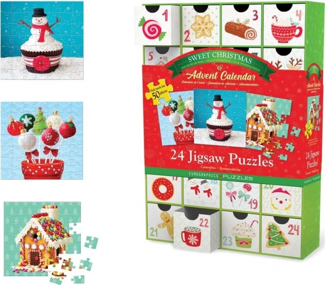 Adventni kalendar s puzzlama Eurographics 24 x 50 komada – Slatki Božić