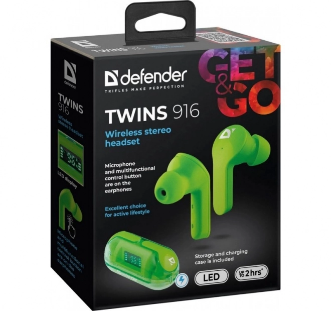 Bežične slušalice Twins 916 zelene