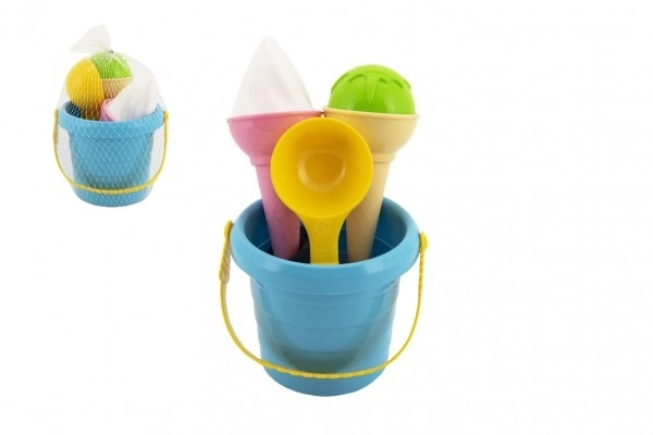 Set za pijesak plastična kanta + kalupi za sladoled u mreži 12x17x12cm 12m+