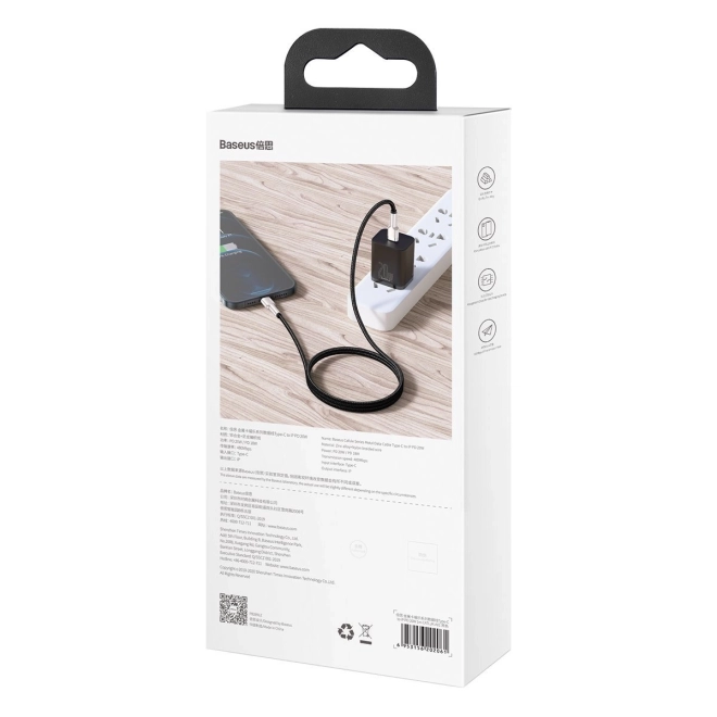 Baseus USB-C na Lightning kabel Cafule 20W, 2m crni