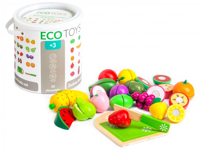 Drveno voće za rezanje, 20 komada ECOTOYS