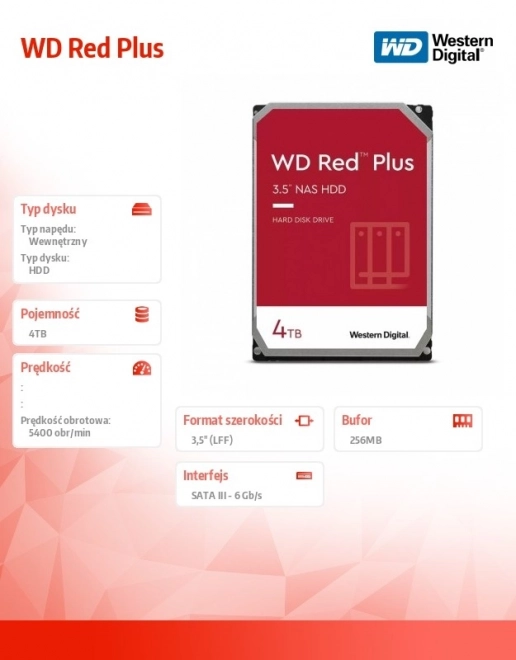 WD Red Plus 4TB 3,5-inčni tvrdi disk za NAS