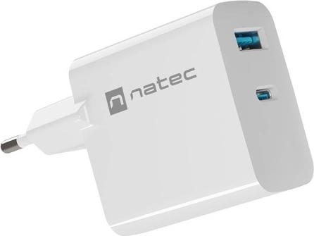 Natec Ribera GaN punjač 65W USB-A i USB-C bijeli