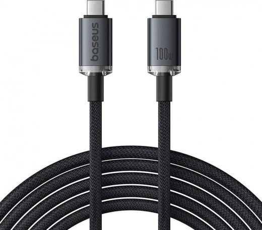 Baseus Crystal Shine USB‑C na USB‑C kabel 100 W, 1,5 m, 20 Gb/s (crni)