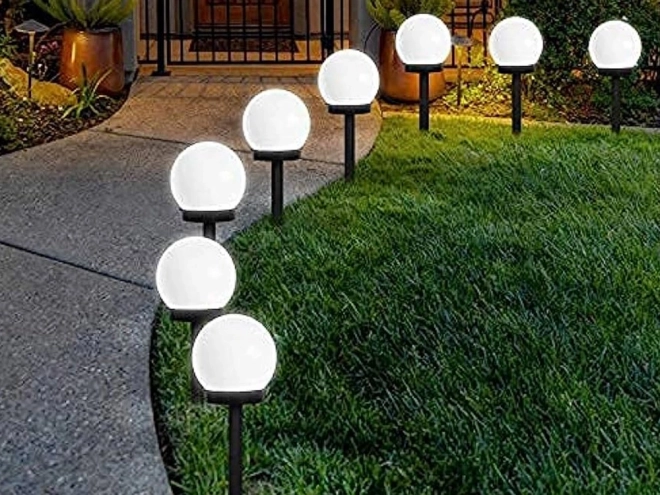 Solarne vrtne lampe bijele kugle s LED osvjetljenjem