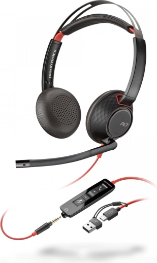 Stereofonske slušalice s mikrofonom Poly Blackwire 5220 s USB‑C i adapterom