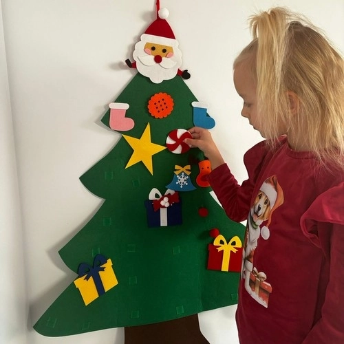 DIY filc božićno drvce s ukrasima 90 cm