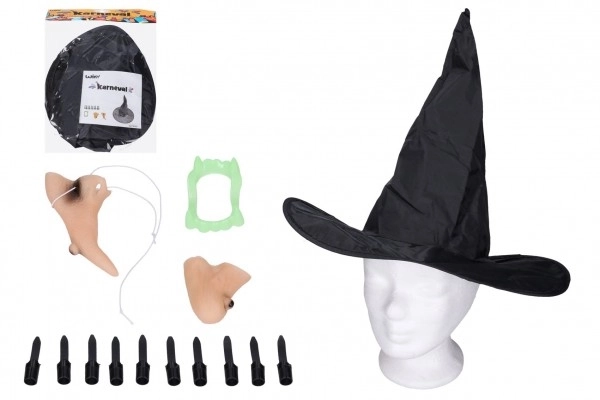 Set karneval - vještica (nos, brada, prsti, šešir i zubi)