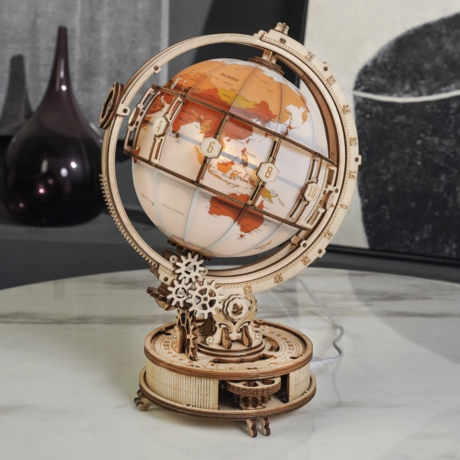 RoboTime 3D drvene mehaničke puzzle Svjetleći globus