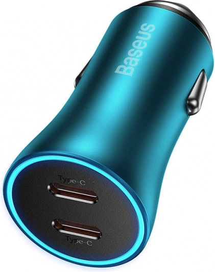 Autopunjač BASEUS Golden Contactor Pro, 2× USB‑C, 40 W, plava