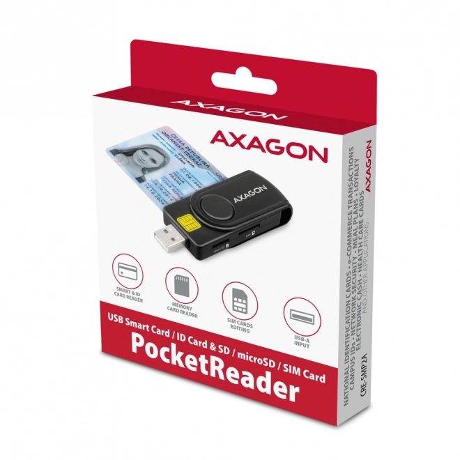 Džepni čitač kartica AXAGON za ID, SD, microSD i SIM kartice s USB-om
