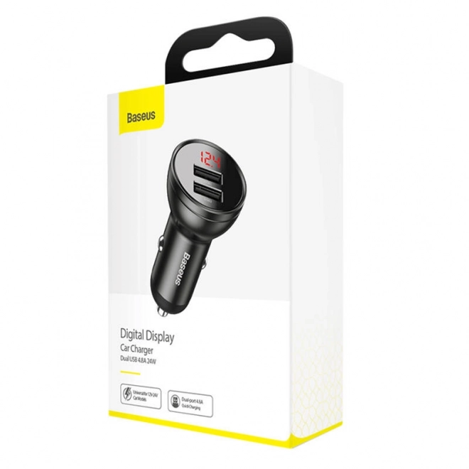 Punjač za auto Baseus s zaslonom 2x USB