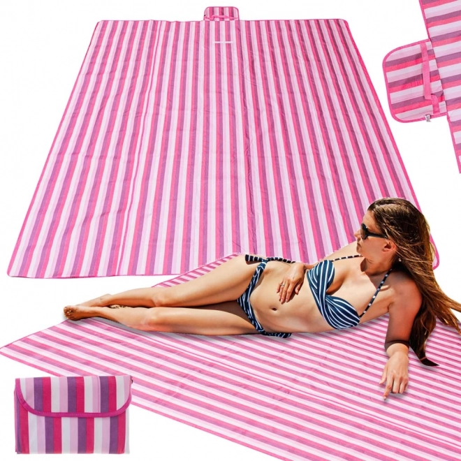 Ružičasta sklopiva plažna i piknik deka