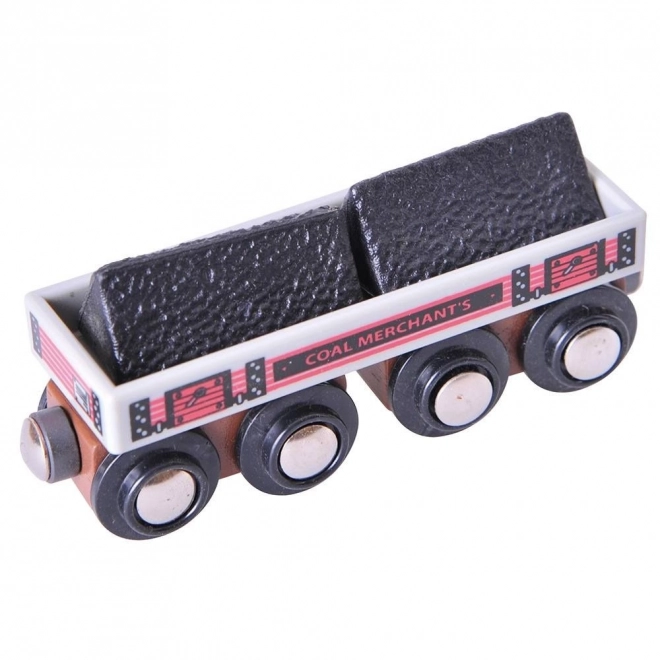 Bigjigs Rail Dugi vagon s ugljenom + 2 trake
