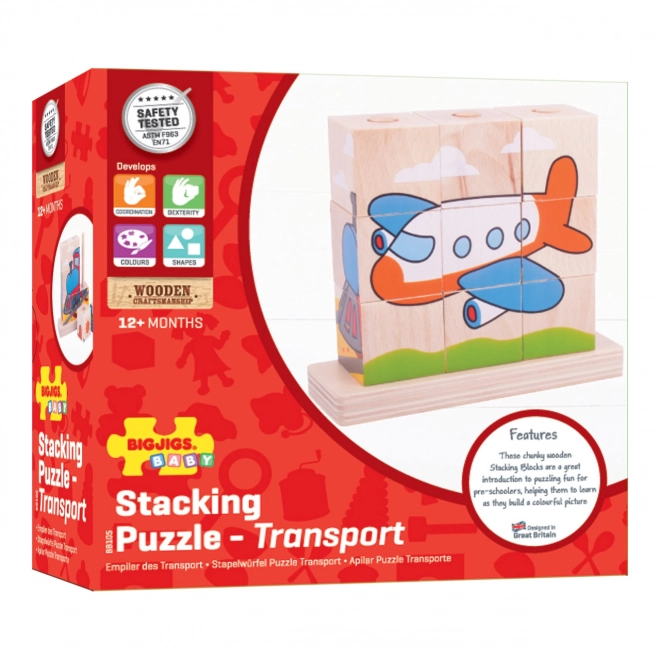 Drveni puzzle Bigjigs Baby Prijevozna sredstva