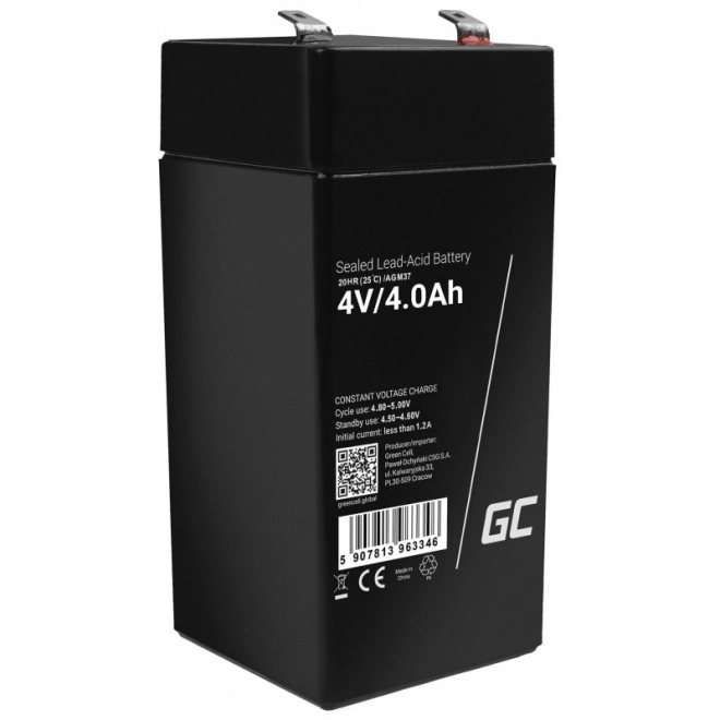 Bezuljna baterija AGM VRLA Green Cell AGM37 4V 4Ah (za alarm, blagajnu, igračku)