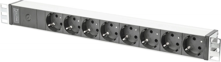 PDU napajanje 19" Rack, 8x Schuko utičnica, 2,0 m, 1x C14 konektor, 10A, aluminijski