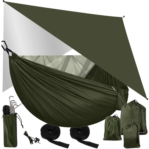 Turistička viseća mreža s mrežom protiv insekata i ceradom 260x140 cm