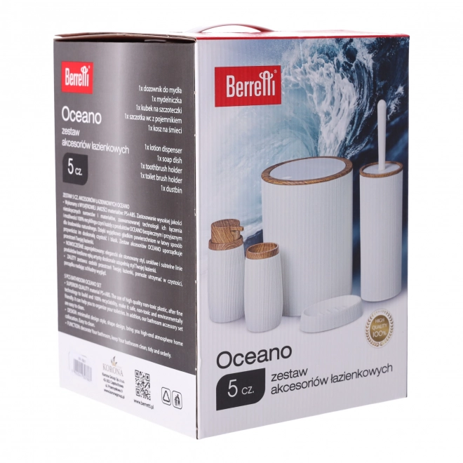 Set kupaonskih dodataka 5 komada BERRETTI, bijela + drvo
