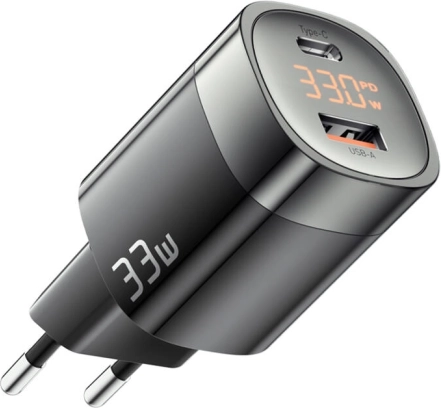 Mrežni punjač ESSAGER GaN 33W s USB‑C i USB‑A (crna)