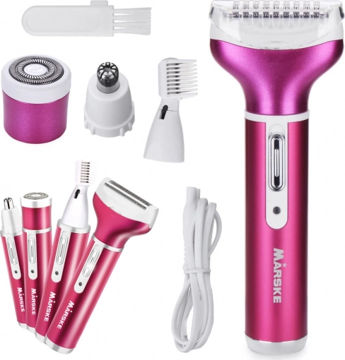 Ženski epilator i brijaći aparat 4-u-1 s izmjenjivim glavama – Ružičasta